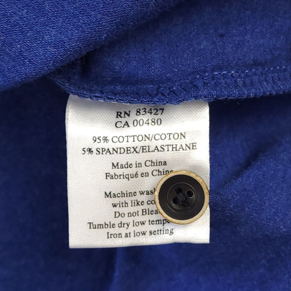 Borgo 28 Shirt 2XL Crew‎ Neck Button Short Sleeve Blue Solid Cotton Stretch - Picture 6 of 8